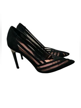 Zara Black Sheer Mesh Pointed Toe Pumps